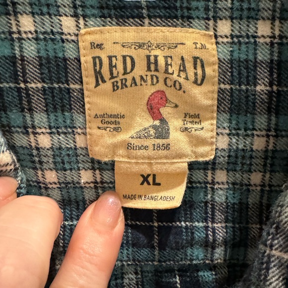 Red Head Men’s Flannel, Teal Plaid, Button Down, Long Sleeve Shirt- size XL - Picture 4 of 6